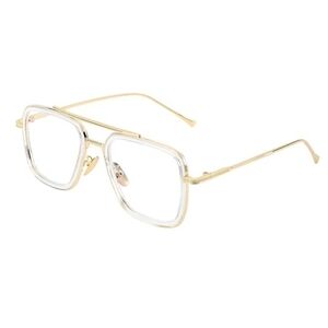 Blue Light Blocking Metal Frame Non-Prescription Eyeglasses Gold